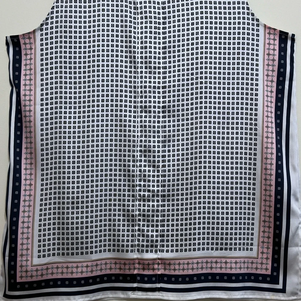 Ann Taylor Geometric Print Sleeveless Blouse Tank Top Black Pink White Sz M